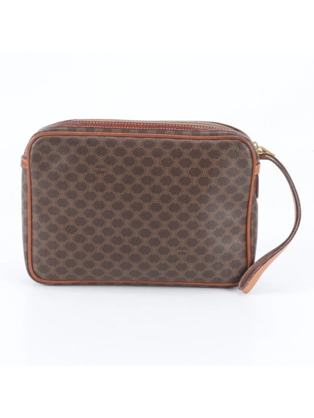 Celine Macadam Leather Clutch Pouch Business Brown